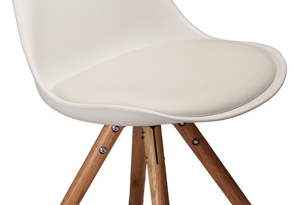 ORSO CHAIR white plastic w oak and copper